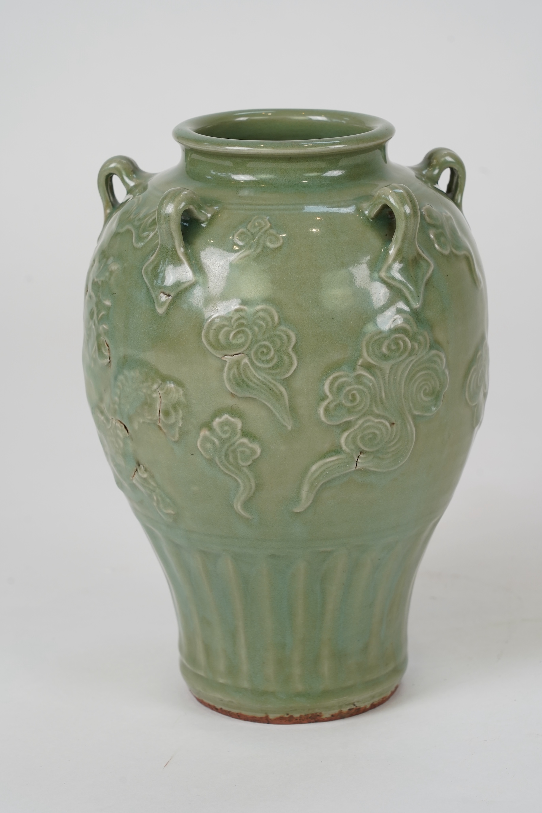 A Chinese Longquan style celadon vase